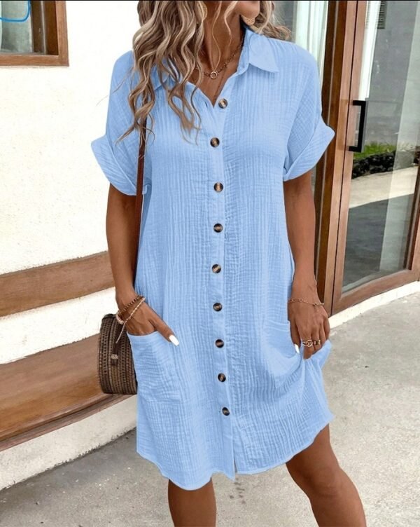 Short Sleeve Shirt Dress - Image 9