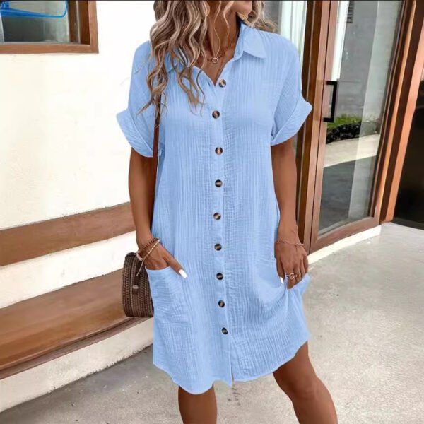 Short Sleeve Shirt Dress - Image 6