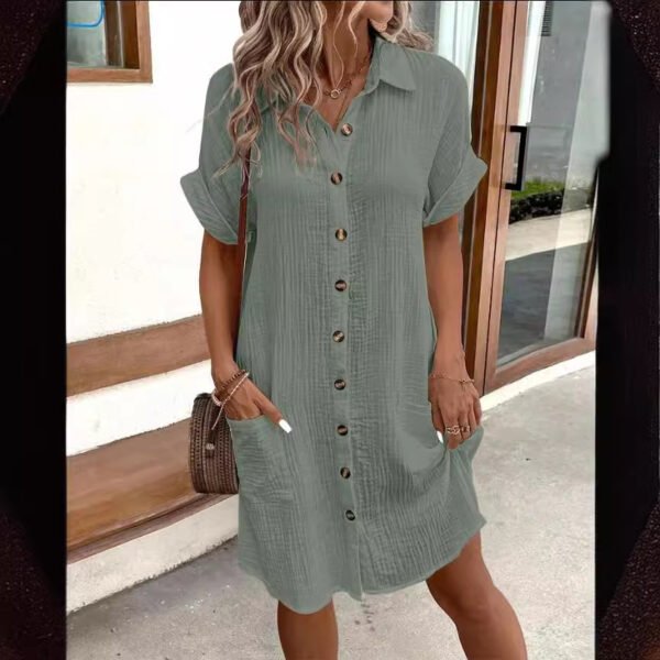 Short Sleeve Shirt Dress - Image 2