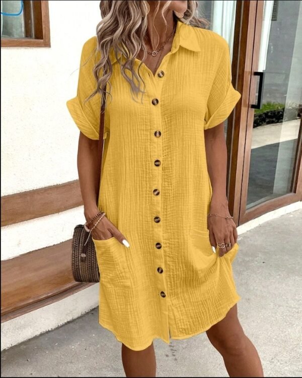 Short Sleeve Shirt Dress - Image 8