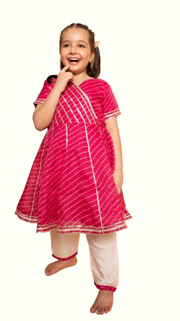 Ki & Ka Kota Fabric Salwar Suit Set in Pink, Age, 5-6 Years